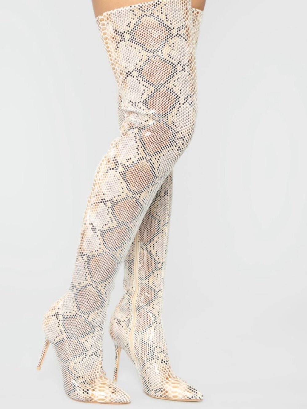 Fashion Nova Snakeskin OTK Boots 8